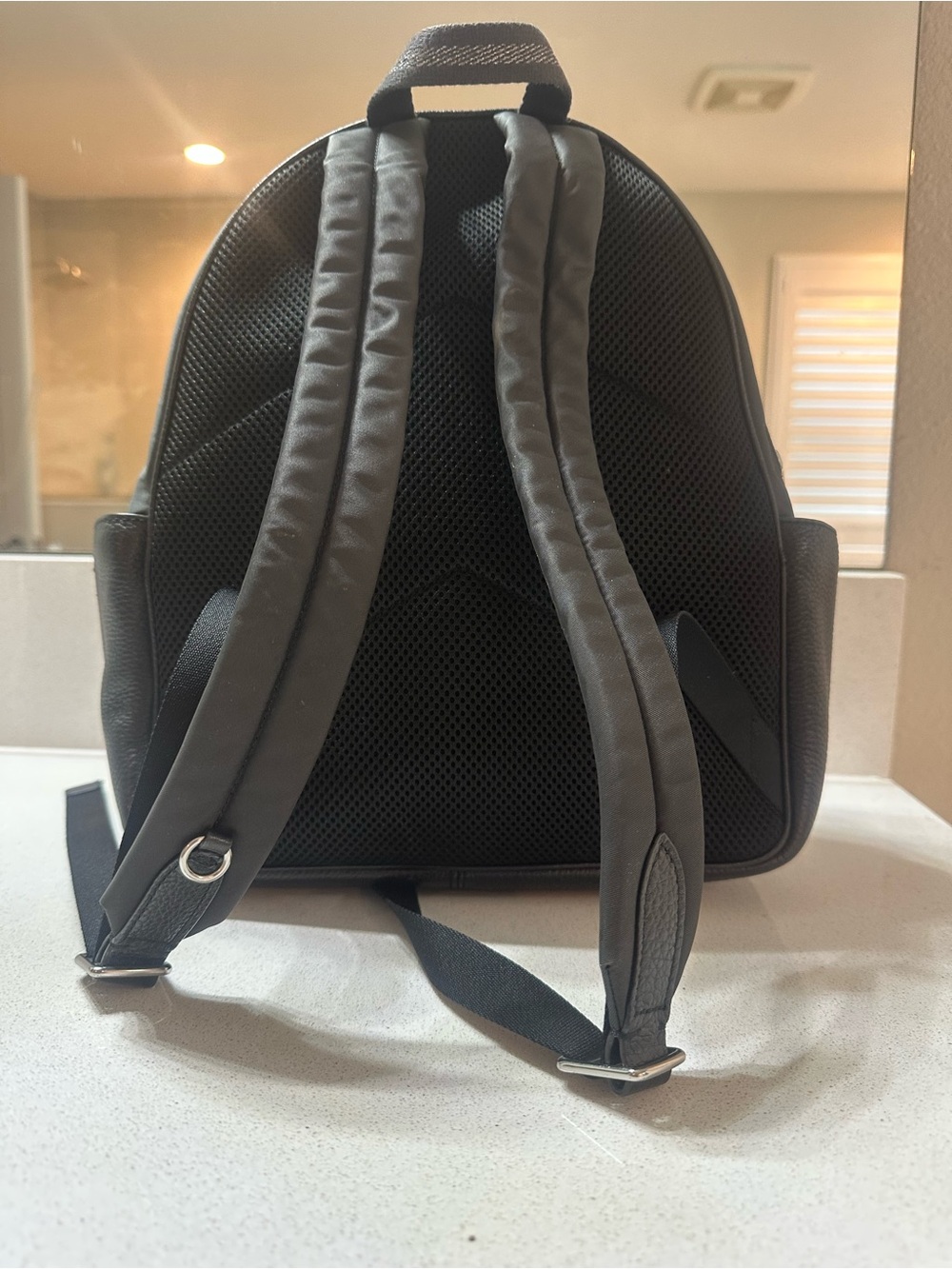 Coach Black Leather & Nylon Men’s Backpack with Silver Hardware - Picture 4 of 4